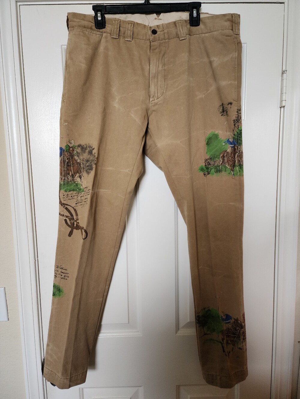 Polo Ralph Lauren Men's Khaki Painted-Detail Casual Pants
